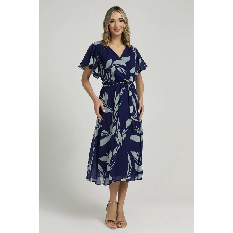 Φόρεμα κρουαζέ εμπριμέ μπλε 