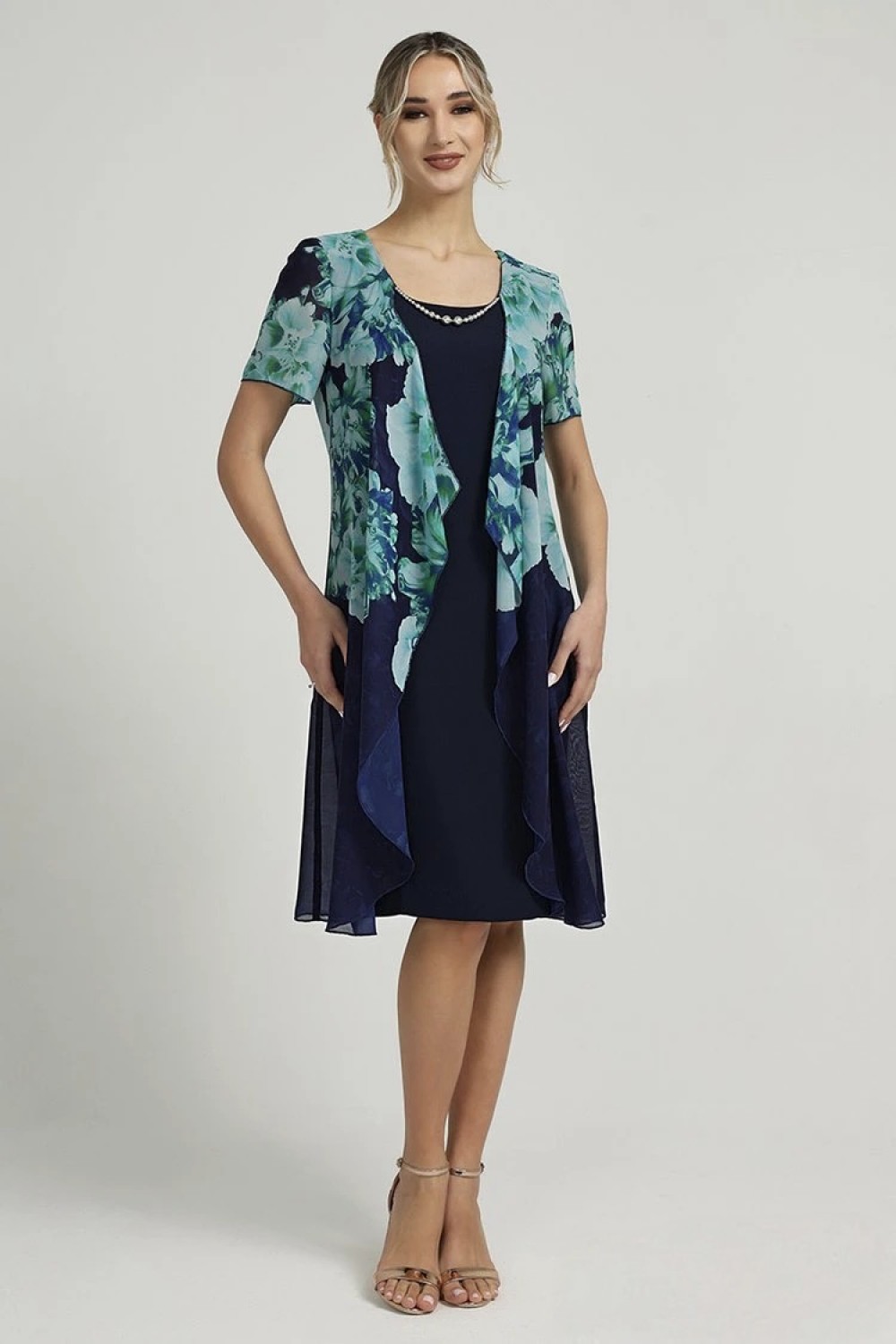 Φόρεμα μπλε με πανό  Μεγάλα Μεγέθη