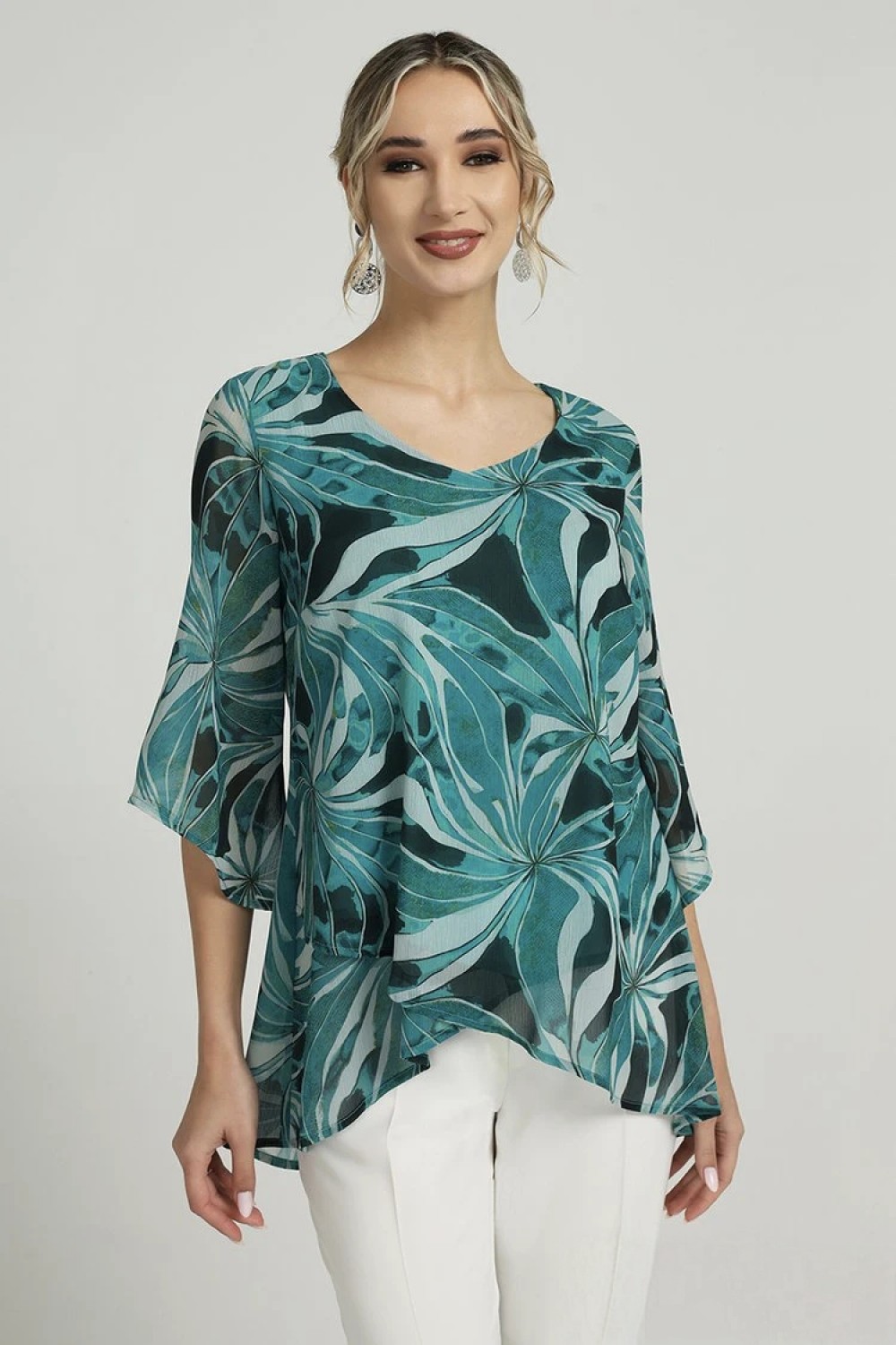 Μπλούζα πετρόλ εμπριμέ Μπλούζες