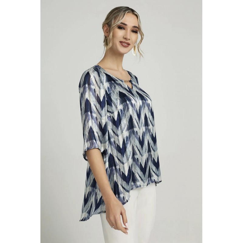 Μπλούζα μπλε με εμπριμέ