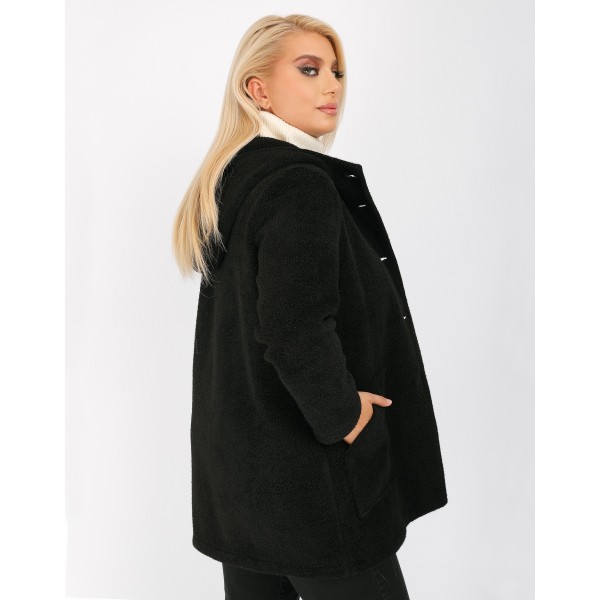 Ημίπαλτο μαύρο με κουκούλα DinaXL Μεγάλα Μεγέθη