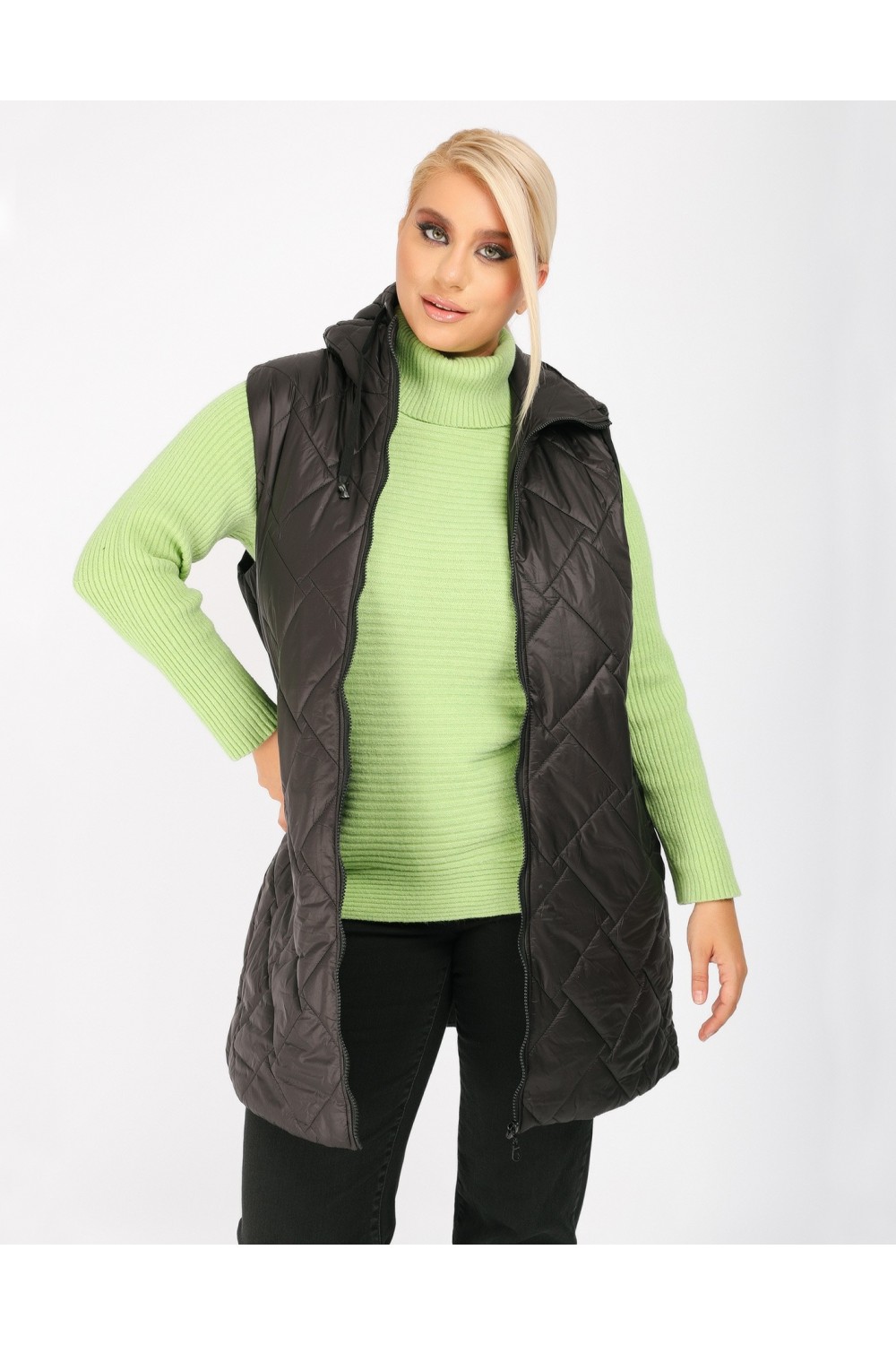 Αμάνικο μπουφάν μαύρο DinaXL Μεγάλα Μεγέθη