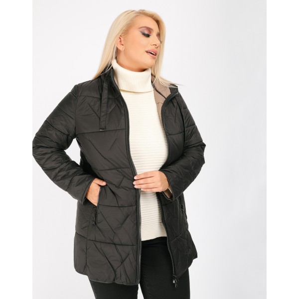 Μπουφάν καπιτονέ μαύρο με πούρο 