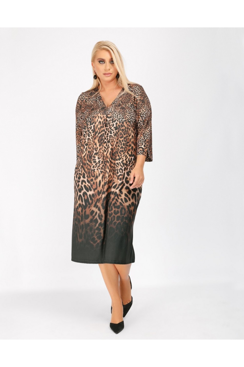 Φόρεμα Leopard με μπορντούρα  Μεγάλα Μεγέθη