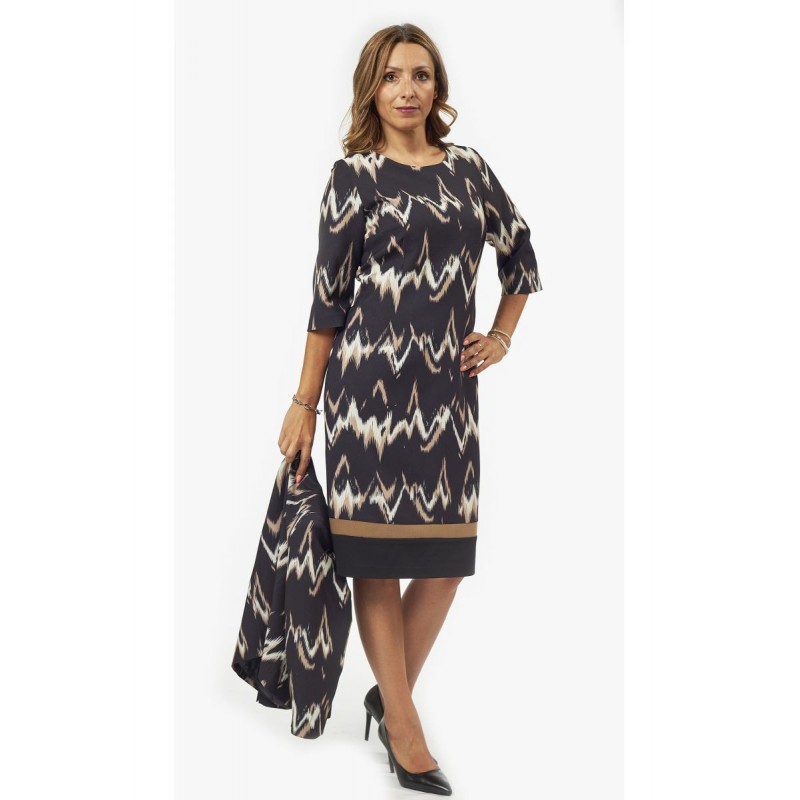 Φόρεμα εμπριμέ με τελείωμα τρέσα