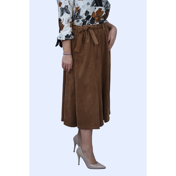 Φούστα καφέ κοτλέ Φούστες
