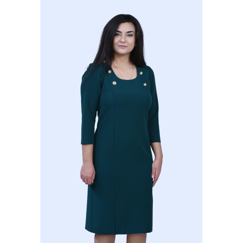 Φόρεμα κυπαρισσί με χρυσά κουμπιά