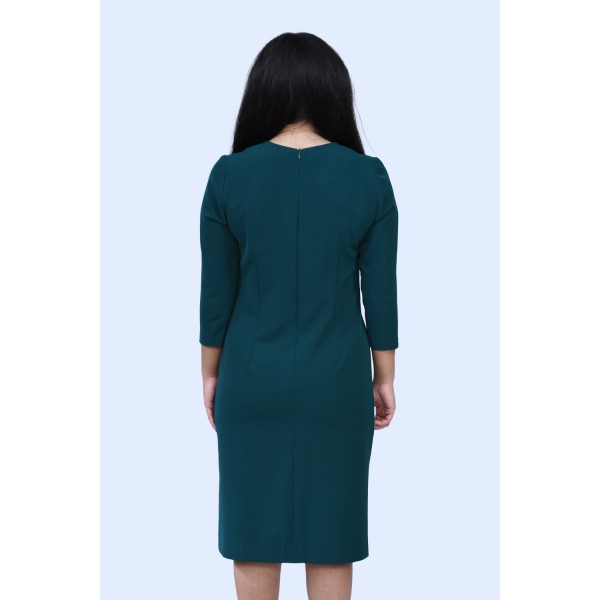 Φόρεμα κυπαρισσί με χρυσά κουμπιά Μεγάλα Μεγέθη