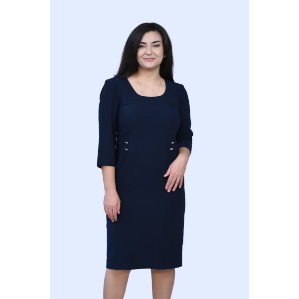 Φόρεμα μπλε με χρυσά κουμπιά Μεγάλα Μεγέθη