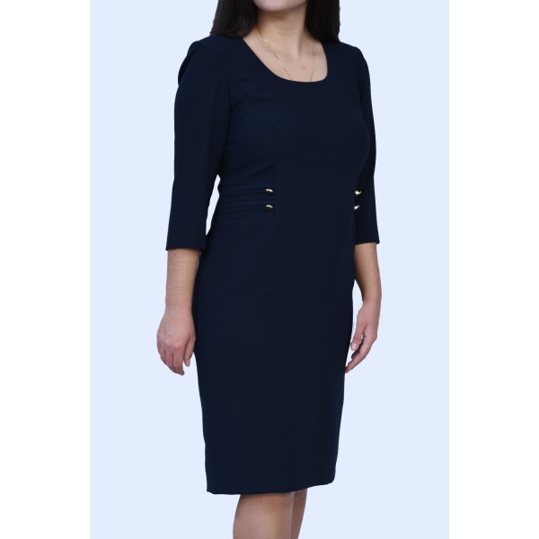 Φόρεμα μπλε με χρυσά κουμπιά Μεγάλα Μεγέθη