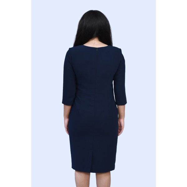 Φόρεμα μπλε με χρυσά κουμπιά Μεγάλα Μεγέθη