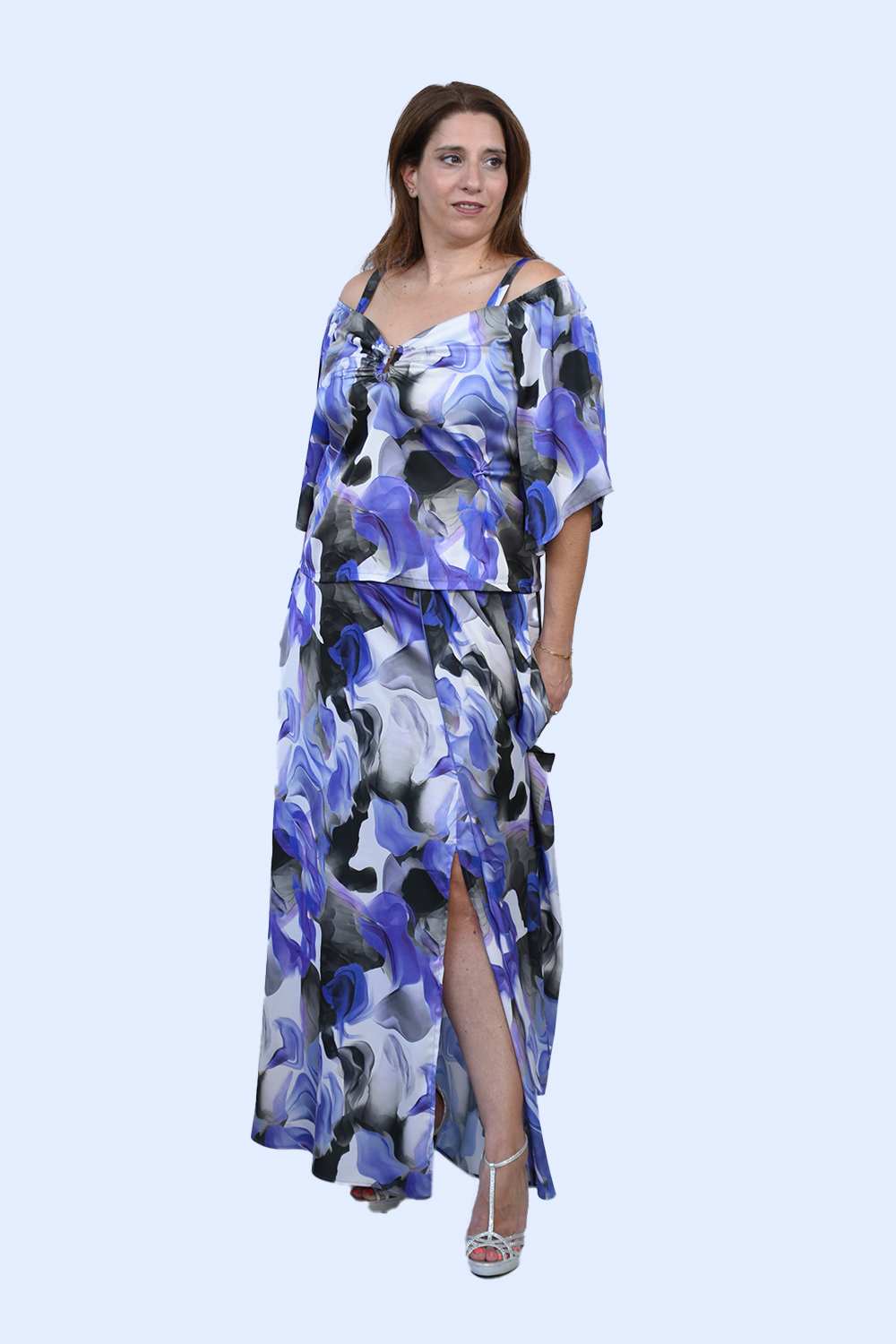 Φούστα εμπριμέ με σκίσιμο Φούστες