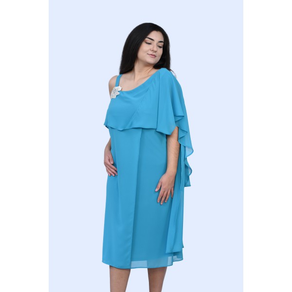 Φόρεμα τυρκουαζ με καρφίτσα Μεγάλα Μεγέθη