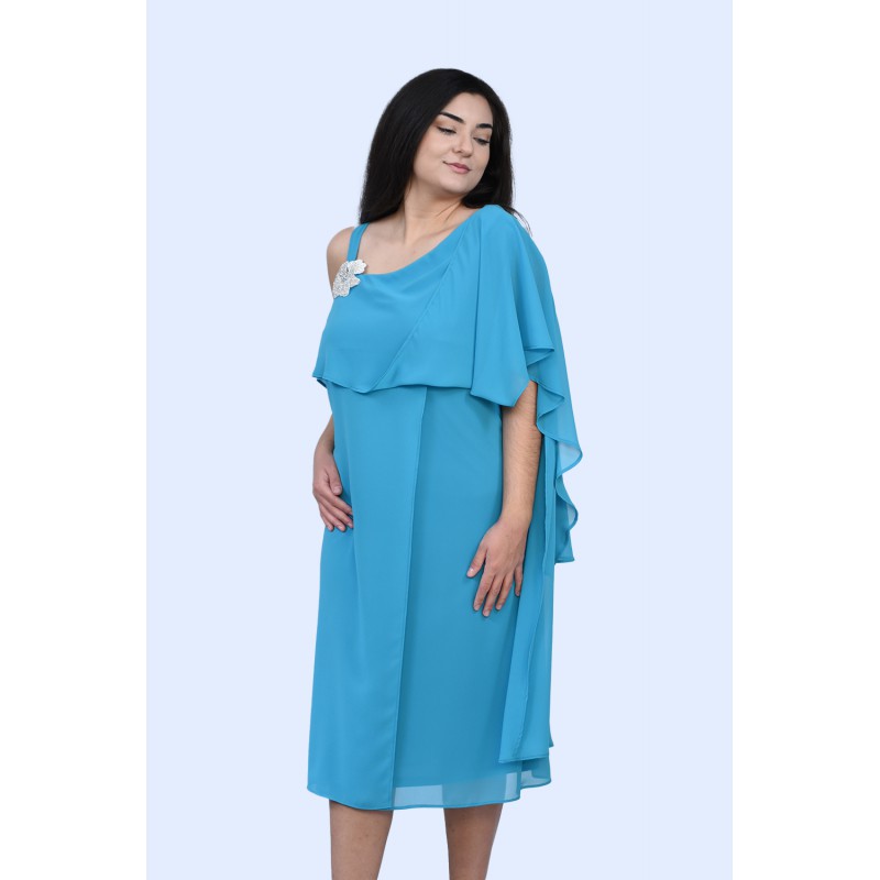 Φόρεμα τυρκουαζ με καρφίτσα