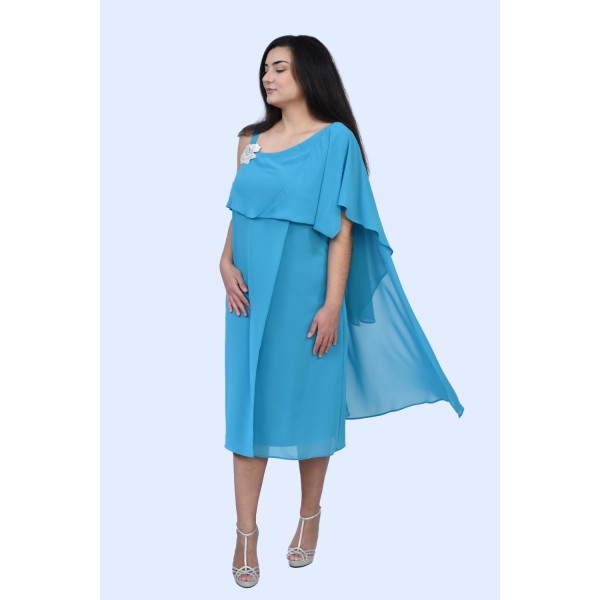 Φόρεμα τυρκουαζ με καρφίτσα Μεγάλα Μεγέθη