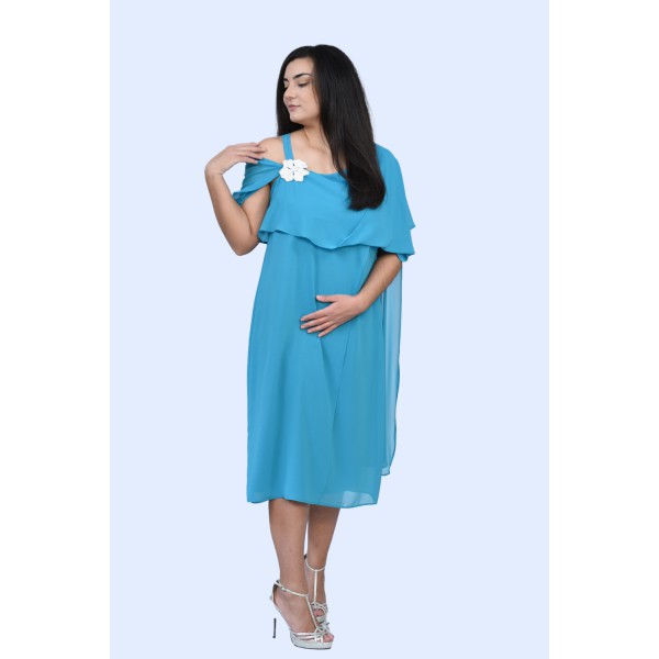 Φόρεμα τυρκουαζ με καρφίτσα Μεγάλα Μεγέθη