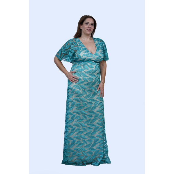 Φόρεμα με σμαραγδί δαντέλα Φορέματα