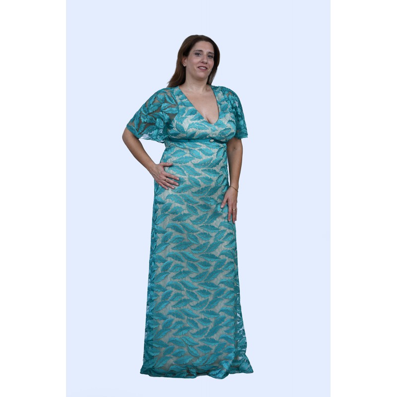 Φόρεμα με σμαραγδί δαντέλα