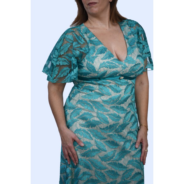 Φόρεμα με σμαραγδί δαντέλα Φορέματα