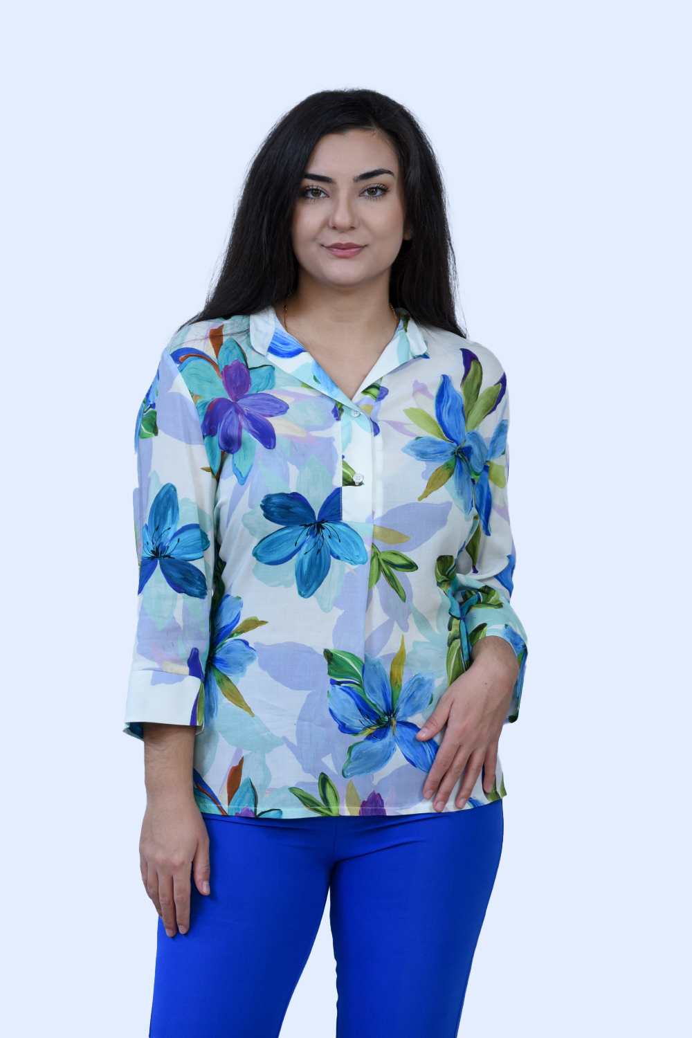 Μπλούζα εμπριμέ με κουμπιά Μπλούζες