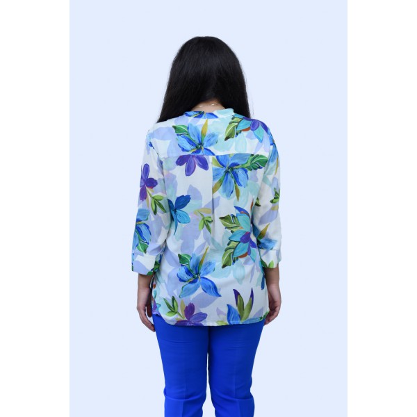 Μπλούζα εμπριμέ με κουμπιά Μπλούζες