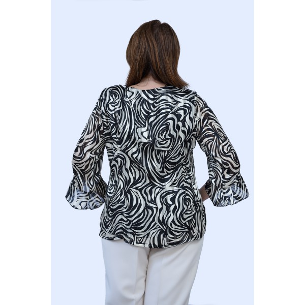 Μπλούζα ασπρόμαυρη με χρυσές λεπτομέρειες Μπλούζες