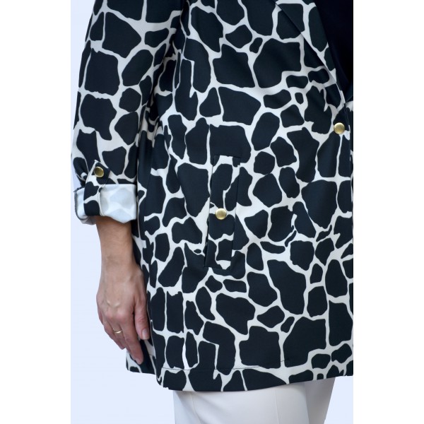 Μπλέιζερ ασπρόμαυρο με χρυσά κουμπιά Μεγάλα Μεγέθη