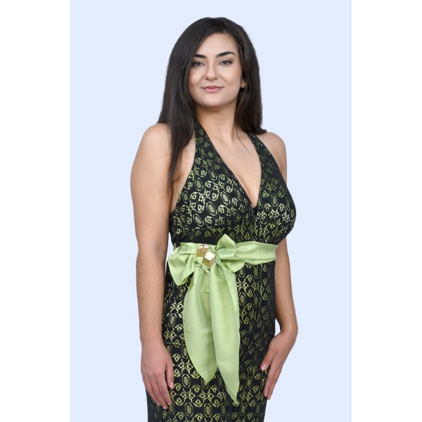 Φόρμα μαύρη-lime με δαντέλα  Φορέματα