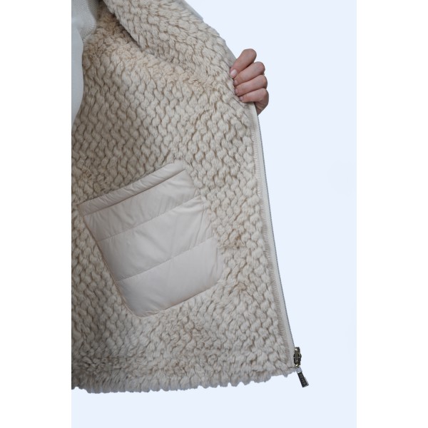 Εκρού μουτόν-γούνα double face Julianea  Πανωφόρια