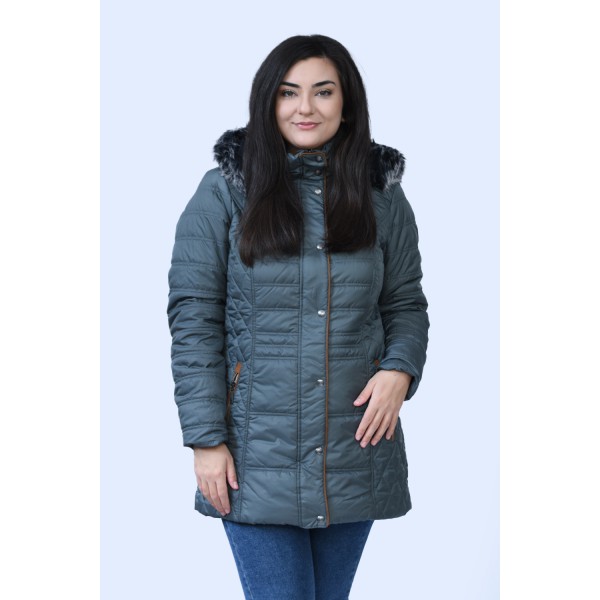 MicroCoat μπουφάν λαδί με κουκούλα Μπουφάν