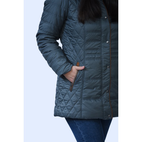 MicroCoat μπουφάν λαδί με κουκούλα Μπουφάν