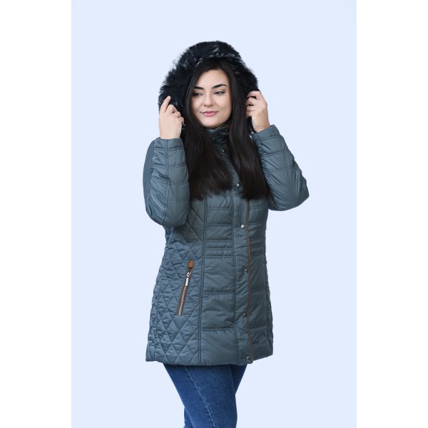 MicroCoat μπουφάν λαδί με κουκούλα Μπουφάν