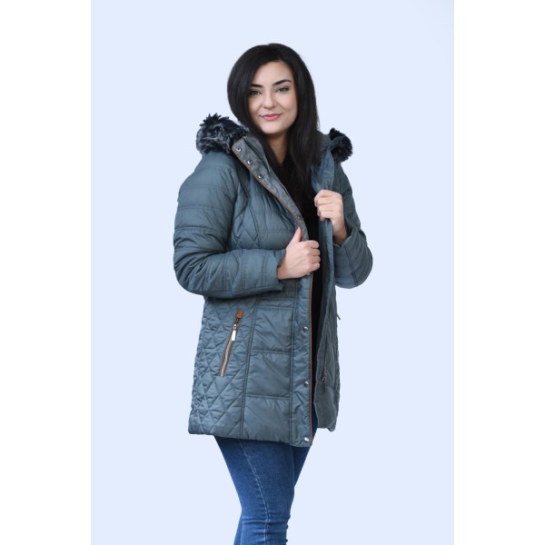 MicroCoat μπουφάν λαδί με κουκούλα Μπουφάν