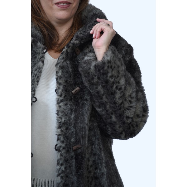 Μπουφάν-Γούνα Καφέ- γκρι Lebek (Double Face) Πανωφόρια