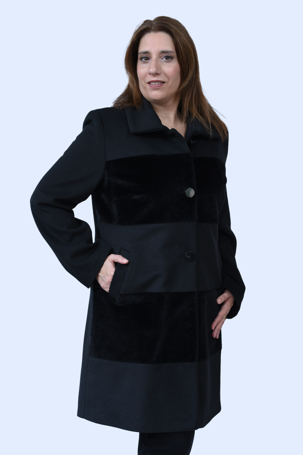 Παλτό μαύρο Assy Μεγάλα Μεγέθη