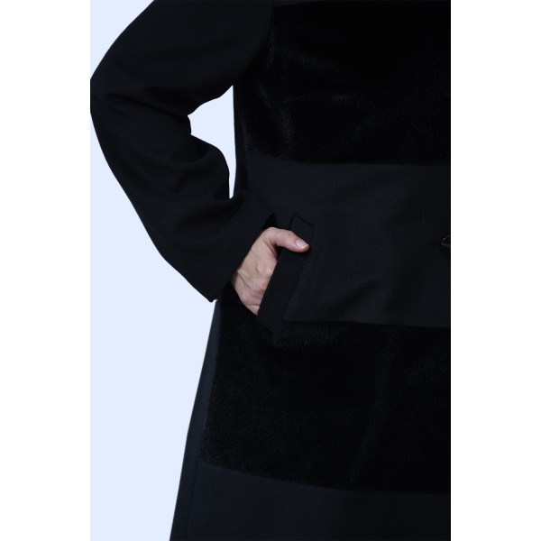 Παλτό μαύρο Assy Μεγάλα Μεγέθη