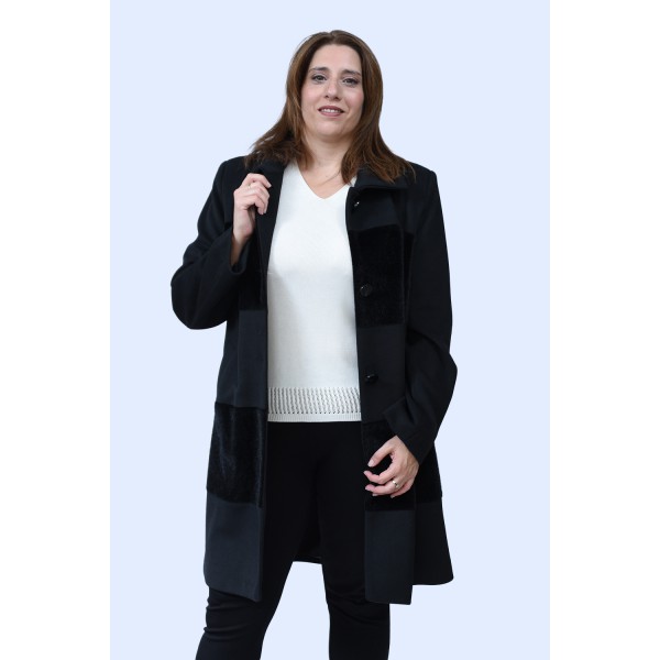 Παλτό μαύρο Assy Μεγάλα Μεγέθη