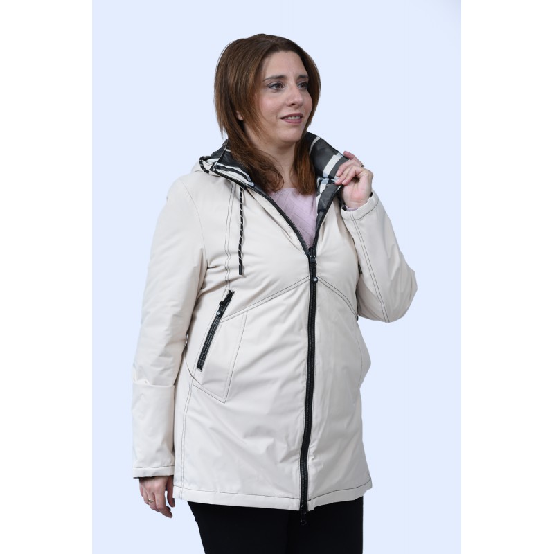 Μπουφάν εκρού- καρό Julianea (Double Face) Μεγάλα Μεγέθη