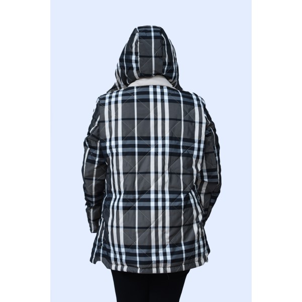 Μπουφάν εκρού- καρό Julianea (Double Face) Μεγάλα Μεγέθη