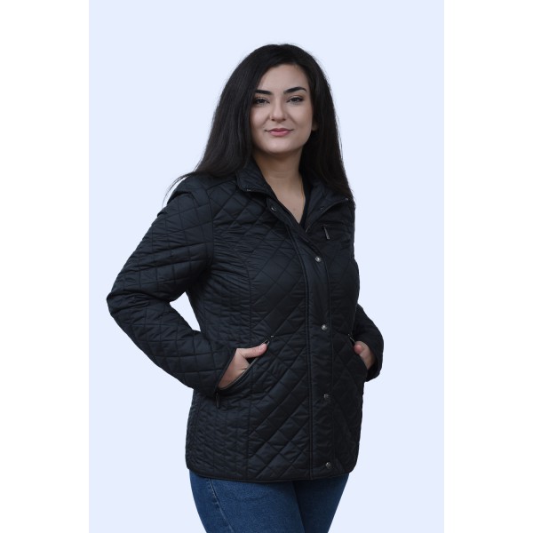 Microcoat μπουφάν μαύρο καπιτονέ Μεγάλα Μεγέθη