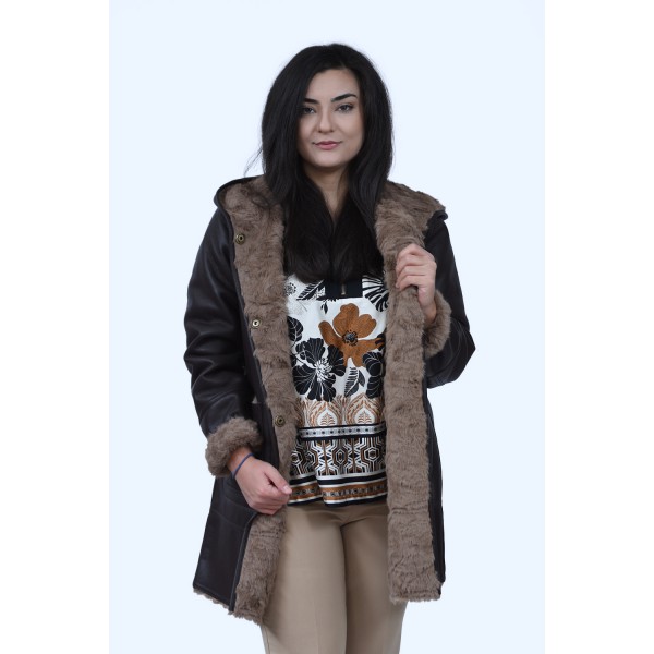 Καφέ Γούνα  (Double Face) Μεγάλα Μεγέθη