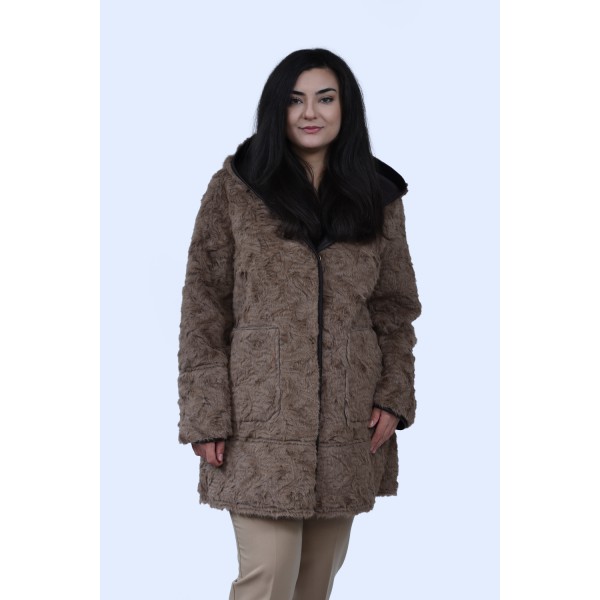 Καφέ Γούνα  (Double Face) Μεγάλα Μεγέθη