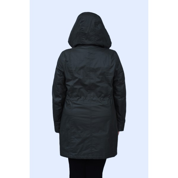 Μπουφάν λαδί με κουκούλα Julianea Μεγάλα Μεγέθη