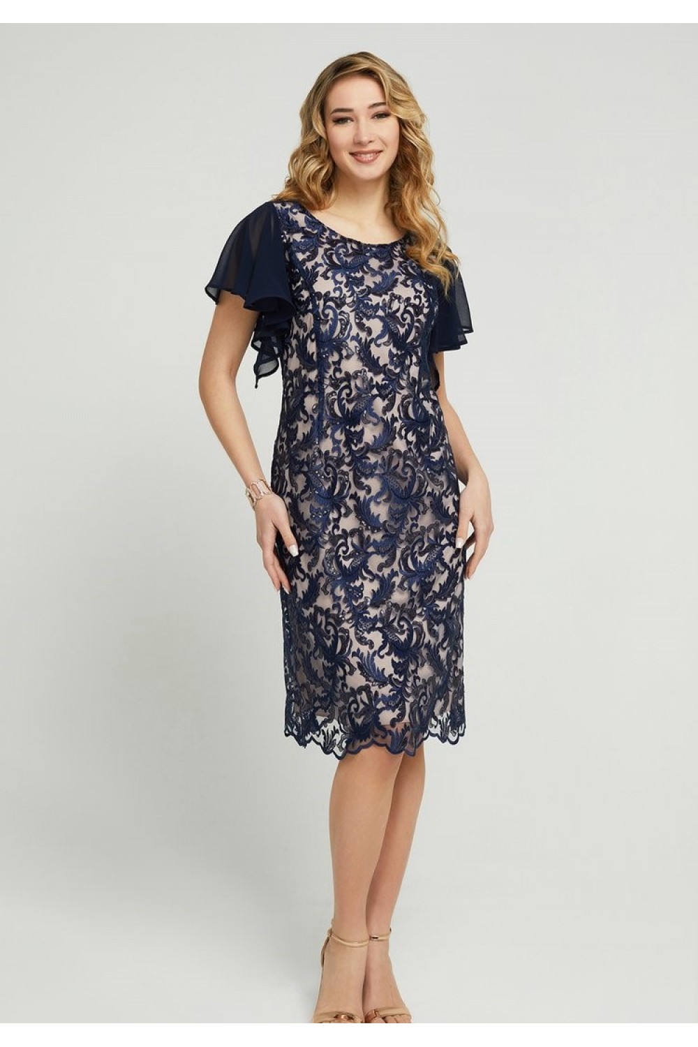 Φόρεμα δαντέλα σε μπλε  Μεγάλα Μεγέθη