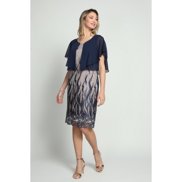 Φόρεμα δαντέλα με ενσωματωμένο μπολερό  Μεγάλα Μεγέθη