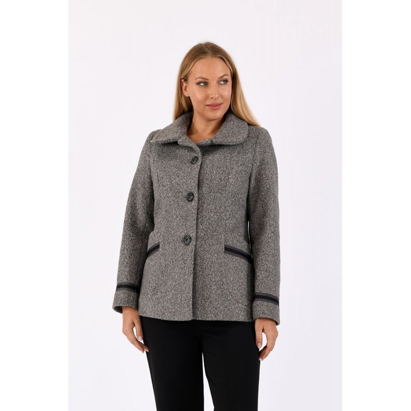 Ζακέτα γκρι με μαύρη τρέσα  Μεγάλα Μεγέθη