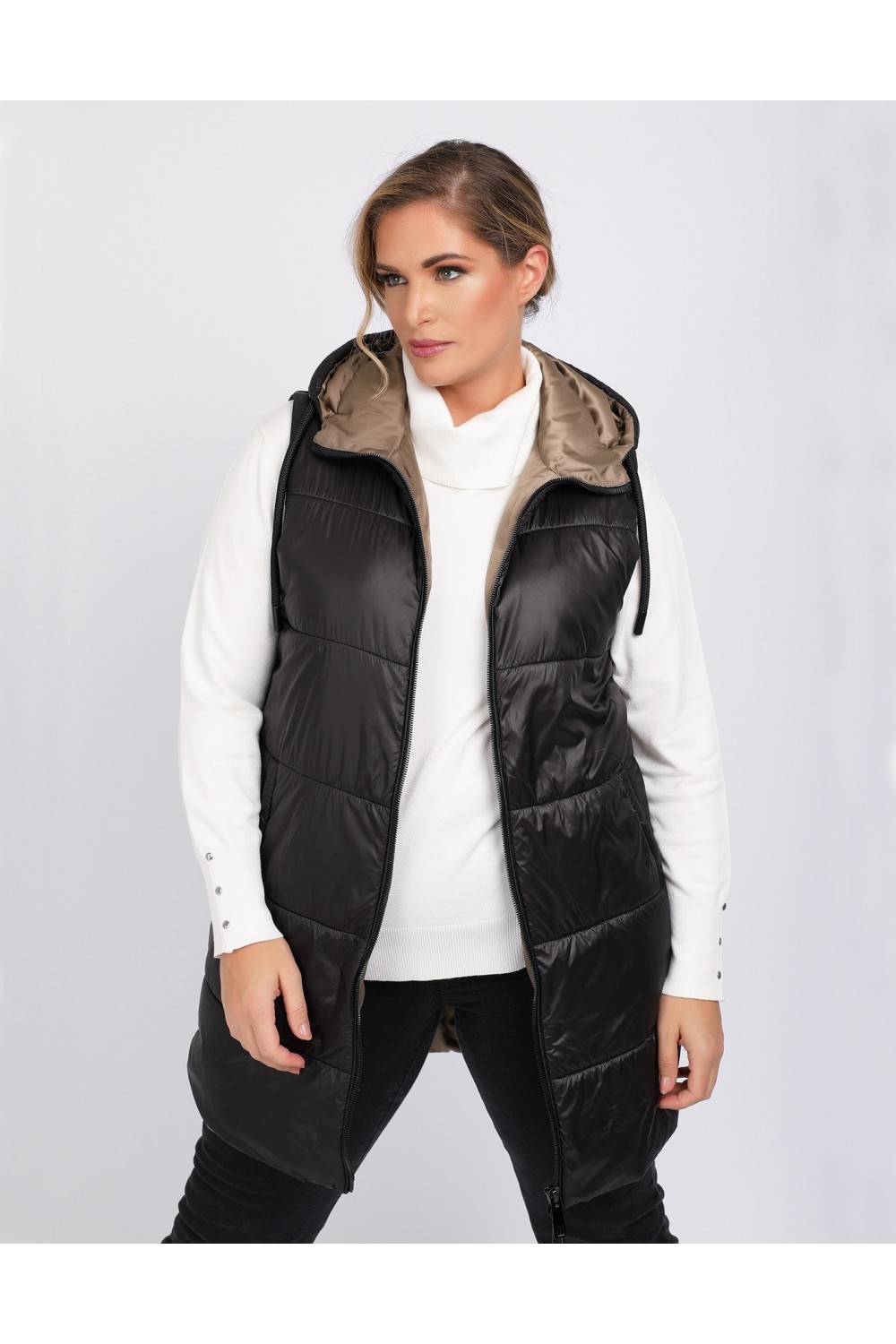 Αμάνικο μπουφάν μαύρο  Μεγάλα Μεγέθη