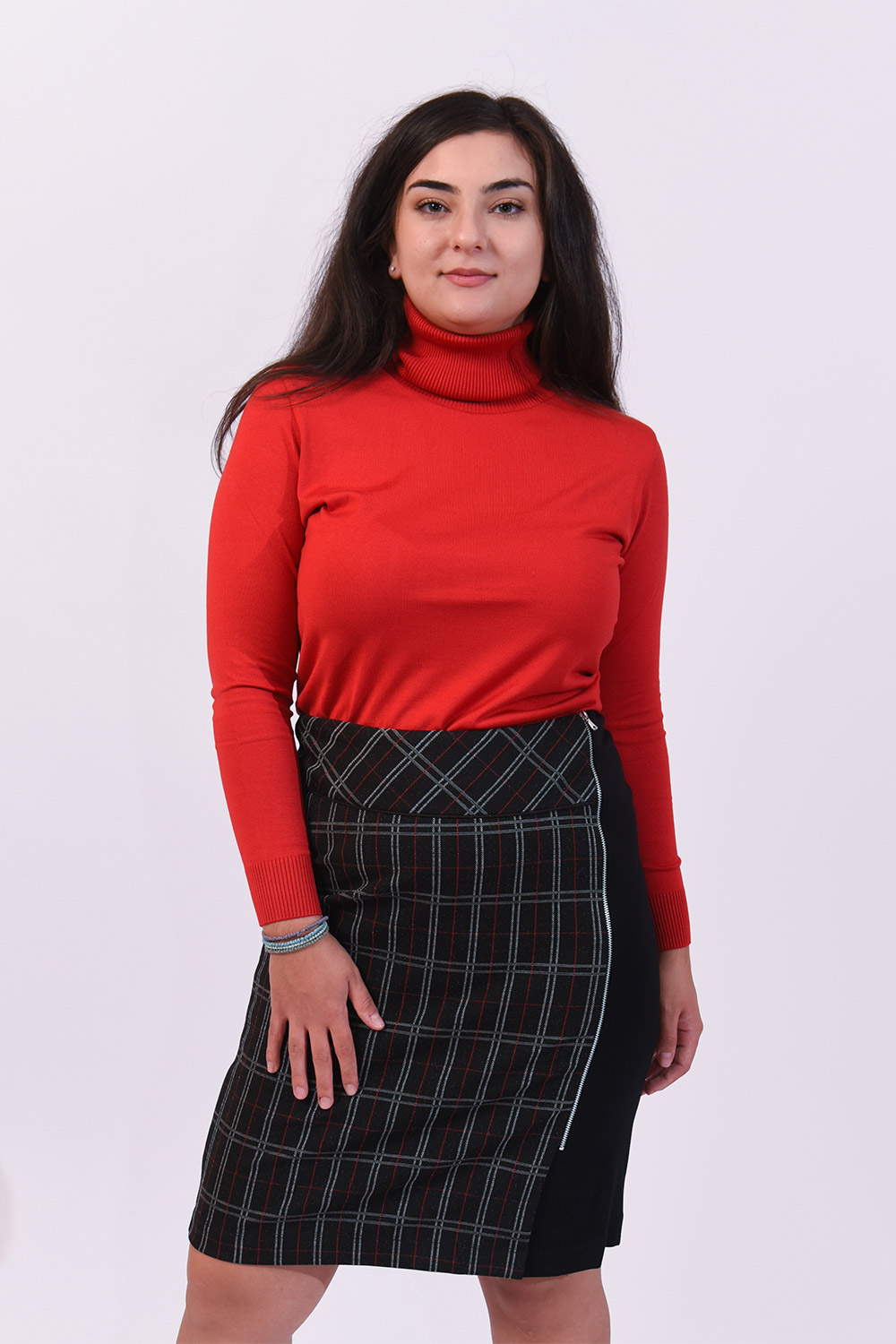 Φούστα καρό με φερμουάρ Φούστες