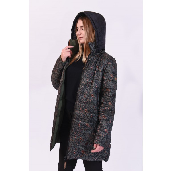 Μπουφάν λαδί (Double Face) Μεγάλα Μεγέθη