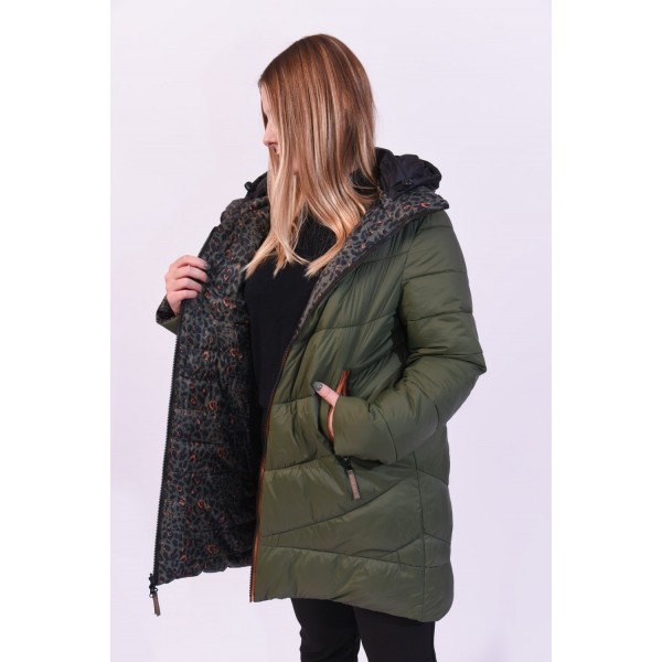 Μπουφάν λαδί (Double Face) Μεγάλα Μεγέθη